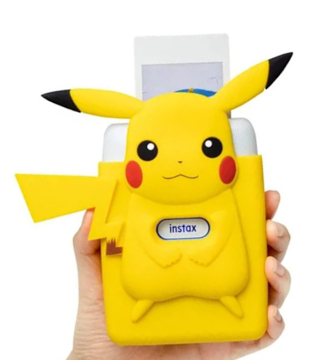 A photo of the official Fujifilm printer case which has a body stylised after the design of Pokémon character Pikachu