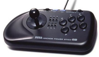 A photo of a controller for the Mega Drive called the Power Stick. This was designed to replicate the look and feel of an arcade cabinet’s joystick controls
